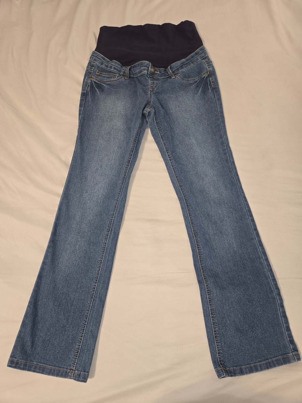 Hybrid & company Blue Denim Boot Cut Jeans with Navy Blue Waist Panel